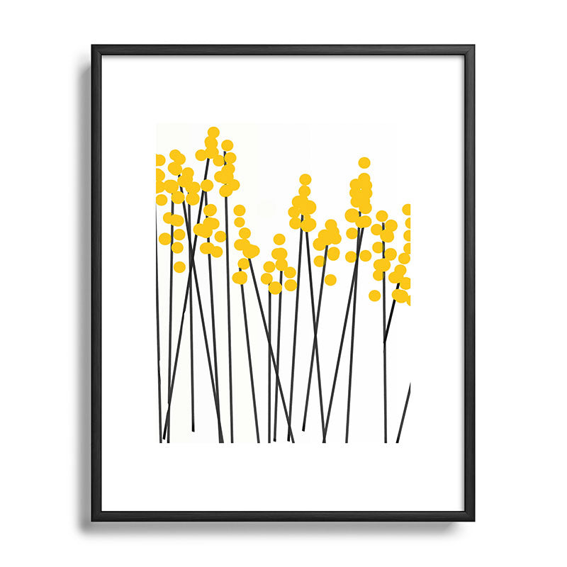 Hello Spring! Yellow/Black Retro Plants on White #decor #society6 #buyart Framed Art Print Gallery Image 112