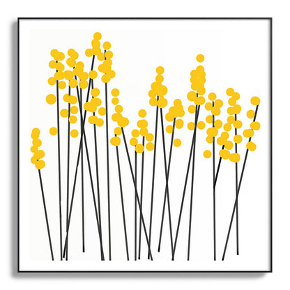 Hello Spring! Yellow/Black Retro Plants on White #decor #society6 #buyart Framed Art Print Gallery Image 130