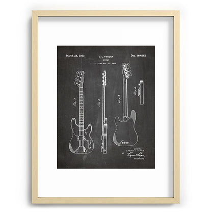 Bass Guitar Patent - Bass Guitarist Art - Black Chalkboard Framed Art Print Gallery Image 100