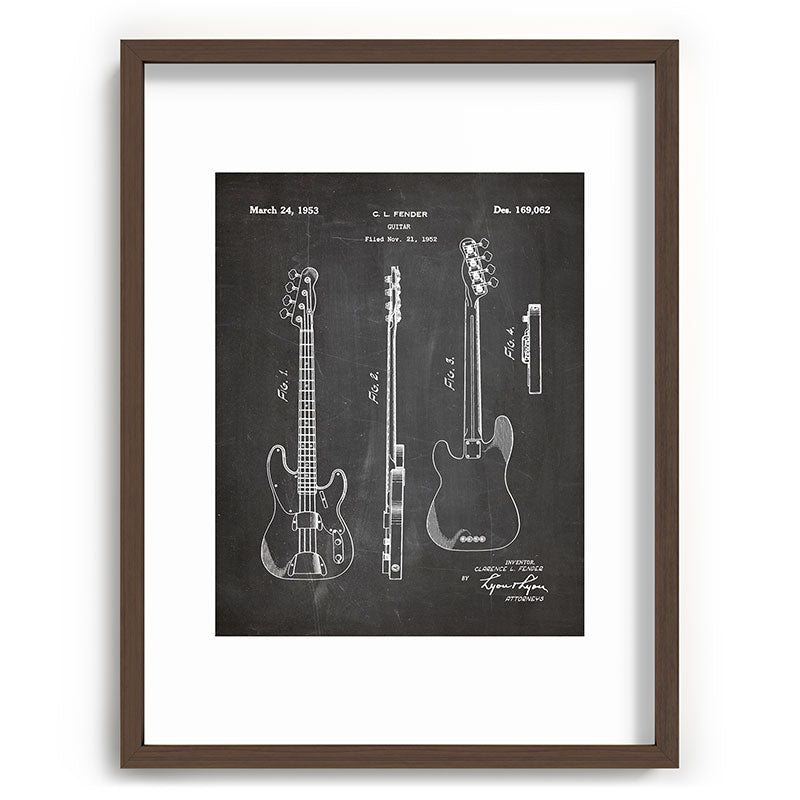 Bass Guitar Patent - Bass Guitarist Art - Black Chalkboard Framed Art Print Gallery Image 92