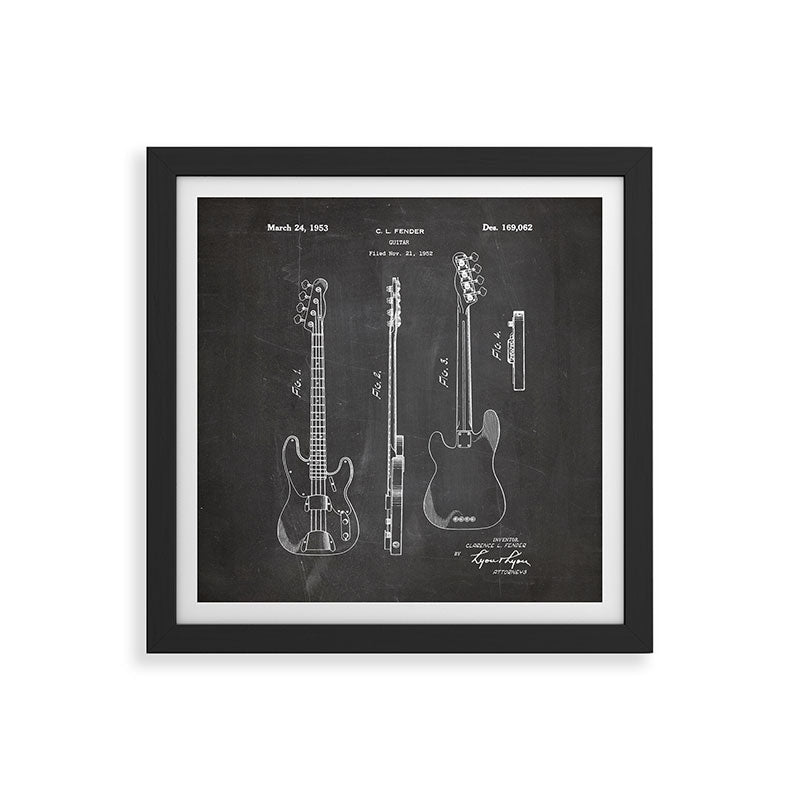 Bass Guitar Patent - Bass Guitarist Art - Black Chalkboard Framed Art Print Gallery Image 50