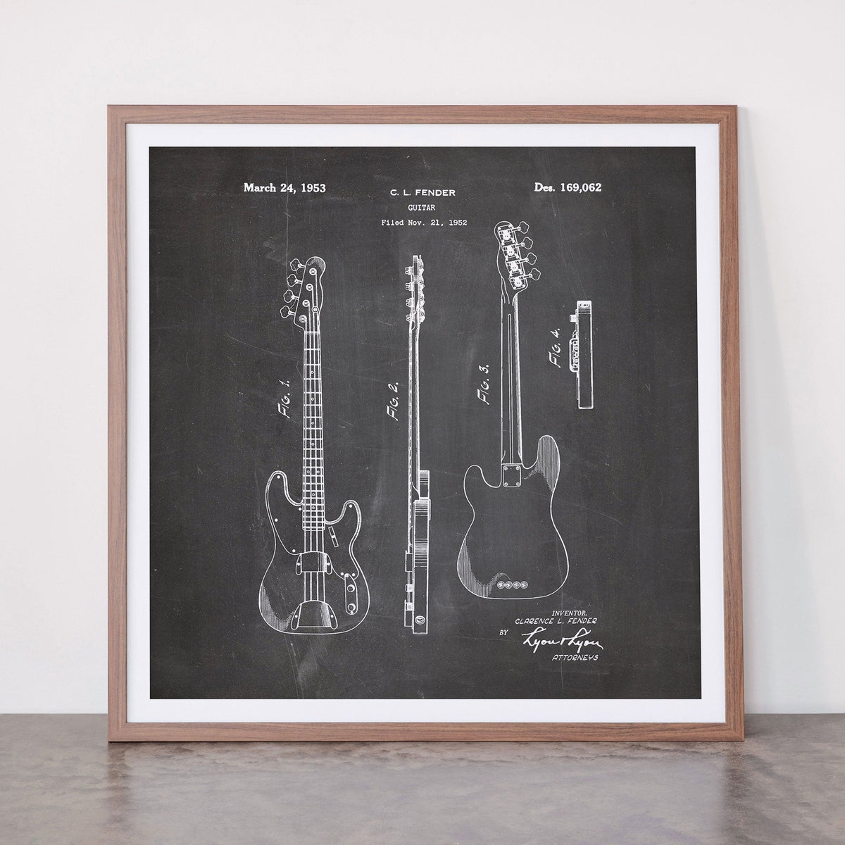 Bass Guitar Patent - Bass Guitarist Art - Black Chalkboard Framed Art Print Gallery Image 66