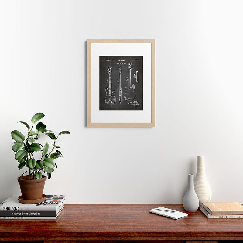 Bass Guitar Patent - Bass Guitarist Art - Black Chalkboard Framed Art Print Gallery Image 64