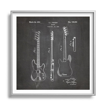 Bass Guitar Patent - Bass Guitarist Art - Black Chalkboard Framed Art Print Gallery Image 140