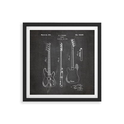 Bass Guitar Patent - Bass Guitarist Art - Black Chalkboard Framed Art Print Gallery Image 7