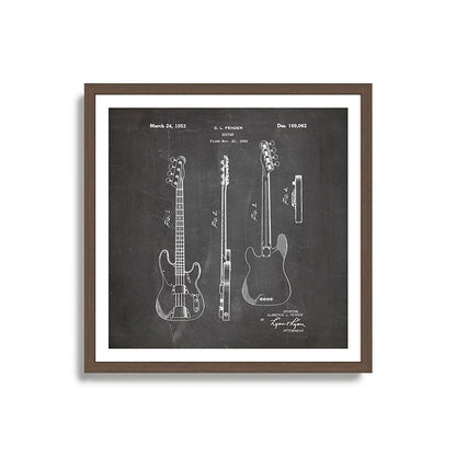 Bass Guitar Patent - Bass Guitarist Art - Black Chalkboard Framed Art Print Gallery Image 17
