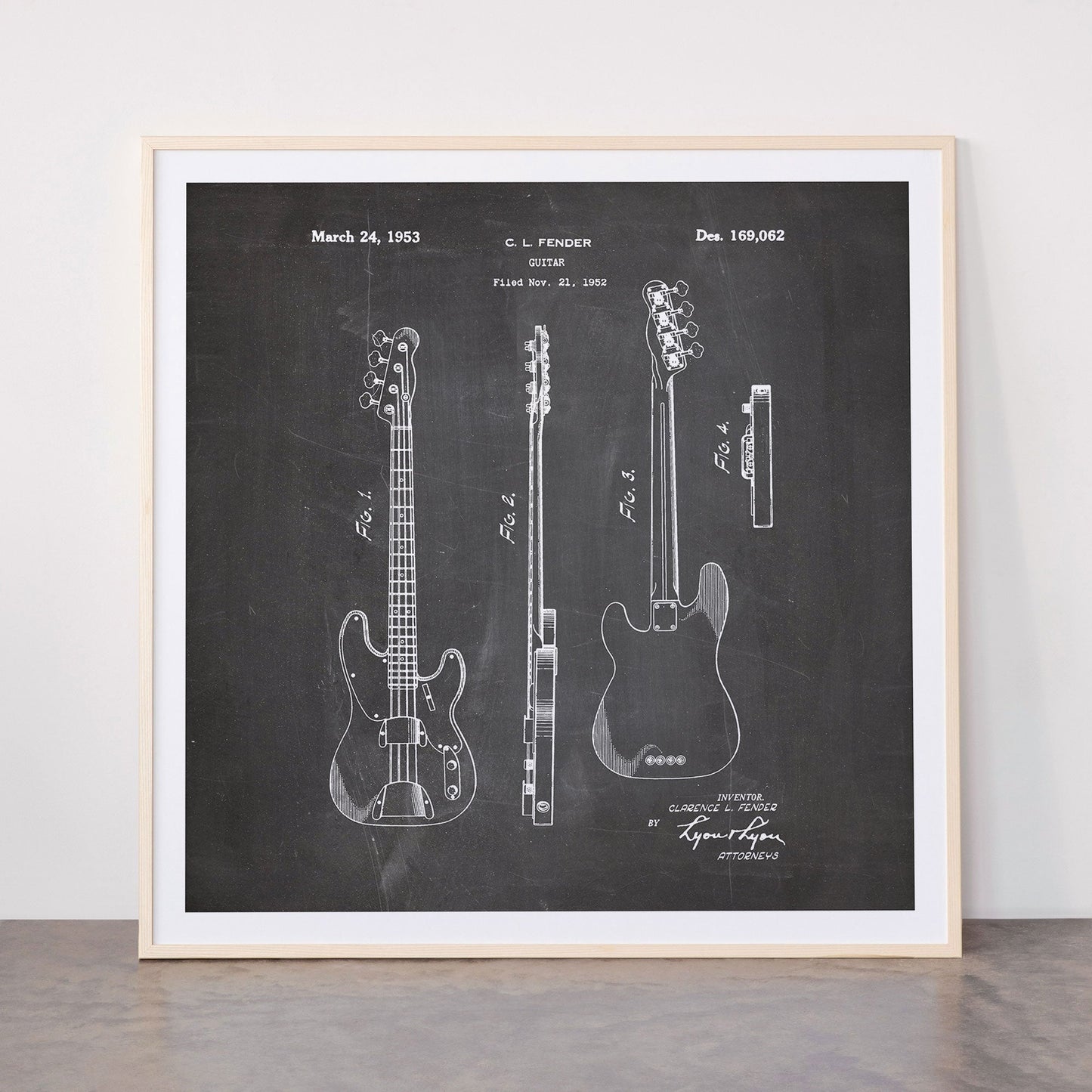 Bass Guitar Patent - Bass Guitarist Art - Black Chalkboard Framed Art Print Gallery Image 33