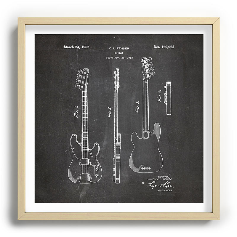 Bass Guitar Patent - Bass Guitarist Art - Black Chalkboard Framed Art Print Gallery Image 109