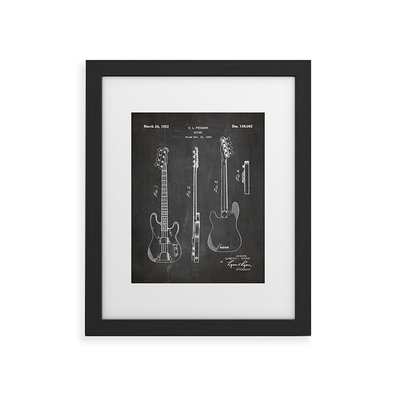 Bass Guitar Patent - Bass Guitarist Art - Black Chalkboard Framed Art Print Gallery Image 41