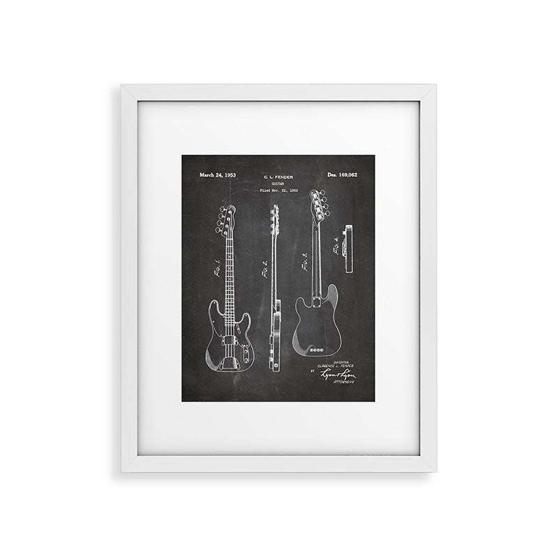Bass Guitar Patent - Bass Guitarist Art - Black Chalkboard Framed Art Print Gallery Image 34