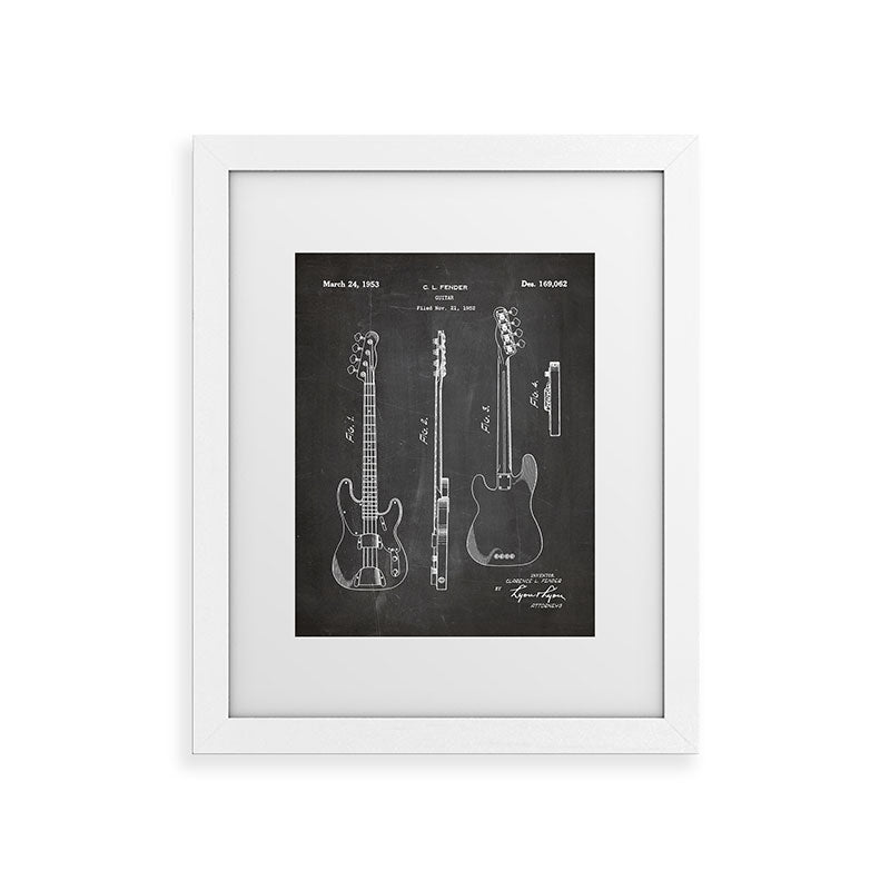 Bass Guitar Patent - Bass Guitarist Art - Black Chalkboard Framed Art Print Gallery Image 75