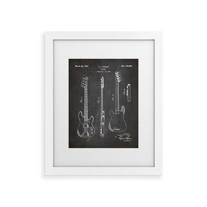 Bass Guitar Patent - Bass Guitarist Art - Black Chalkboard Framed Art Print Gallery Image 75