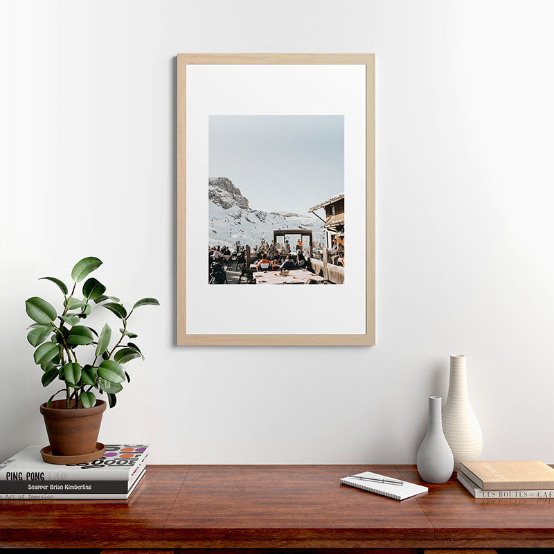 Dolomite Ski Resort | The definition of Mountaintop Après-ski definition | Norther Italy travel prints Framed Art Print Gallery Image 28