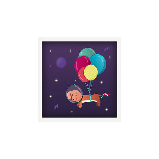 Galaxy Dog with balloons Art Print Gallery Image 2