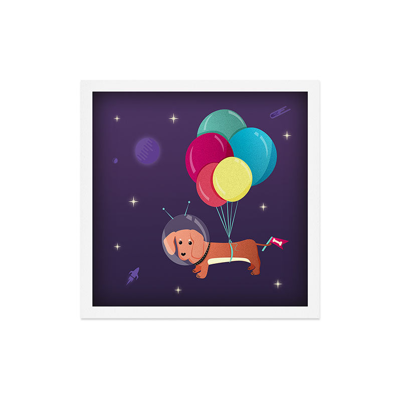 Galaxy Dog with balloons Art Print Gallery Image 5