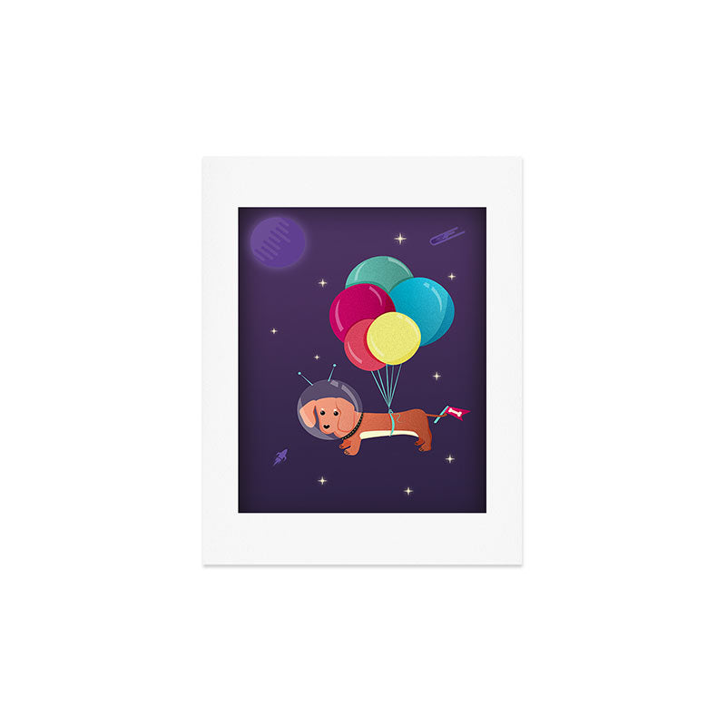 Galaxy Dog with balloons Art Print Gallery Image 3