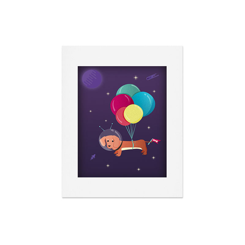 Galaxy Dog with balloons Art Print Gallery Image 7