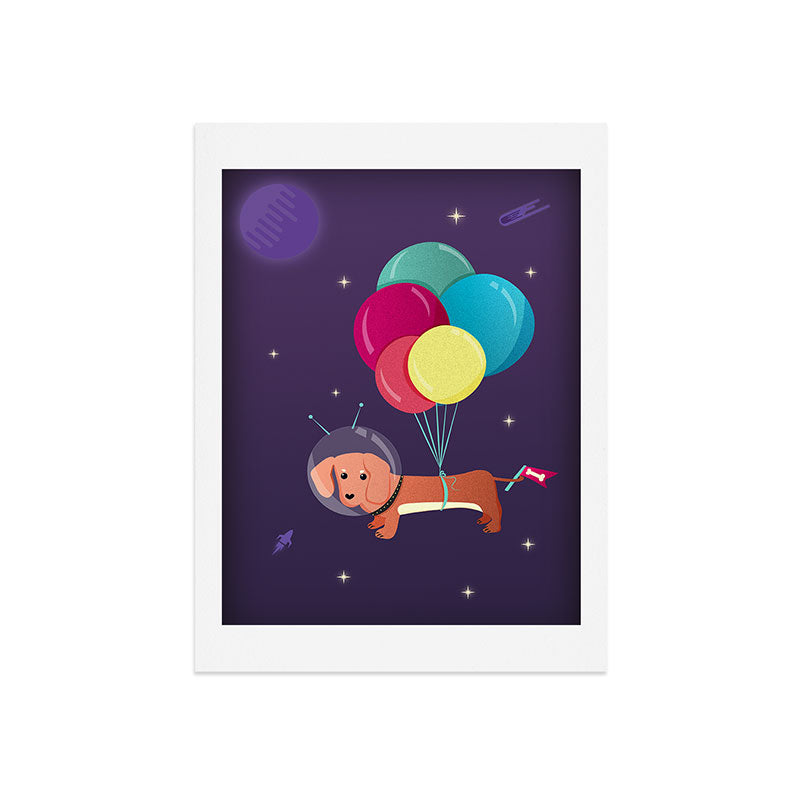 Galaxy Dog with balloons Art Print Gallery Image 9