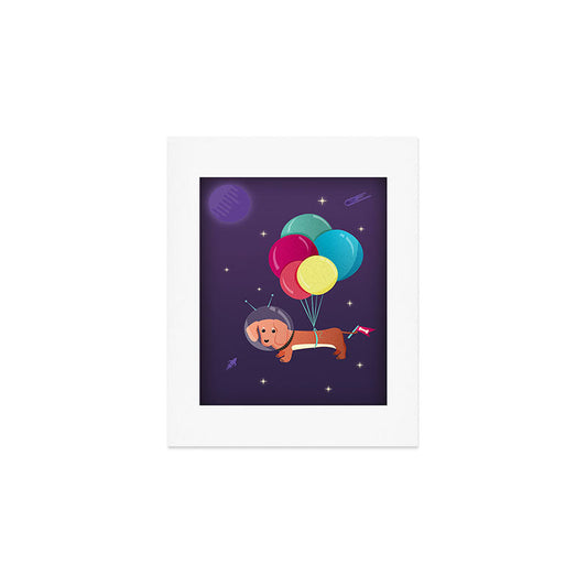 Galaxy Dog with balloons Art Print Gallery Image 1