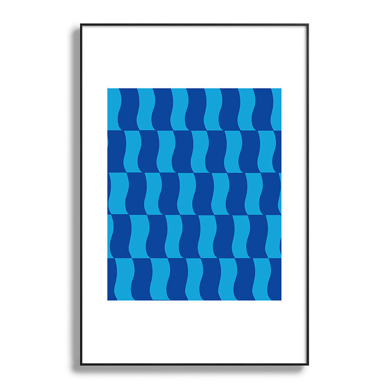 Cobalt Sky Wavy Blocks Framed Art Print Gallery Image 117