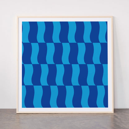 Cobalt Sky Wavy Blocks Framed Art Print Gallery Image 33