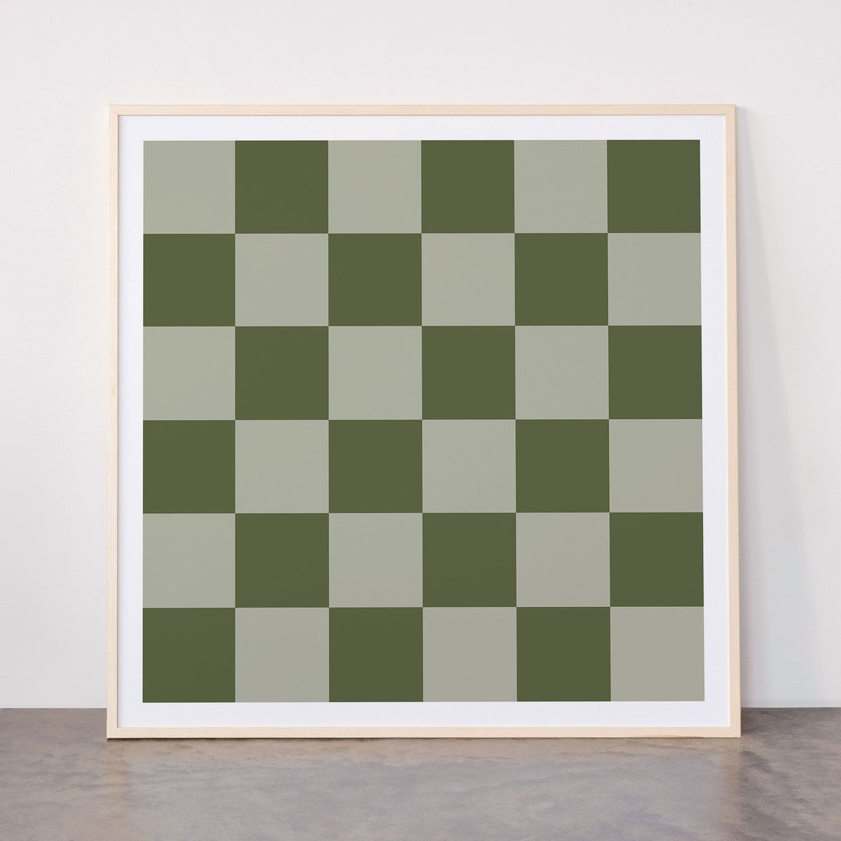 Checkered (Sage & Olive Green) Framed Art Print Gallery Image 9