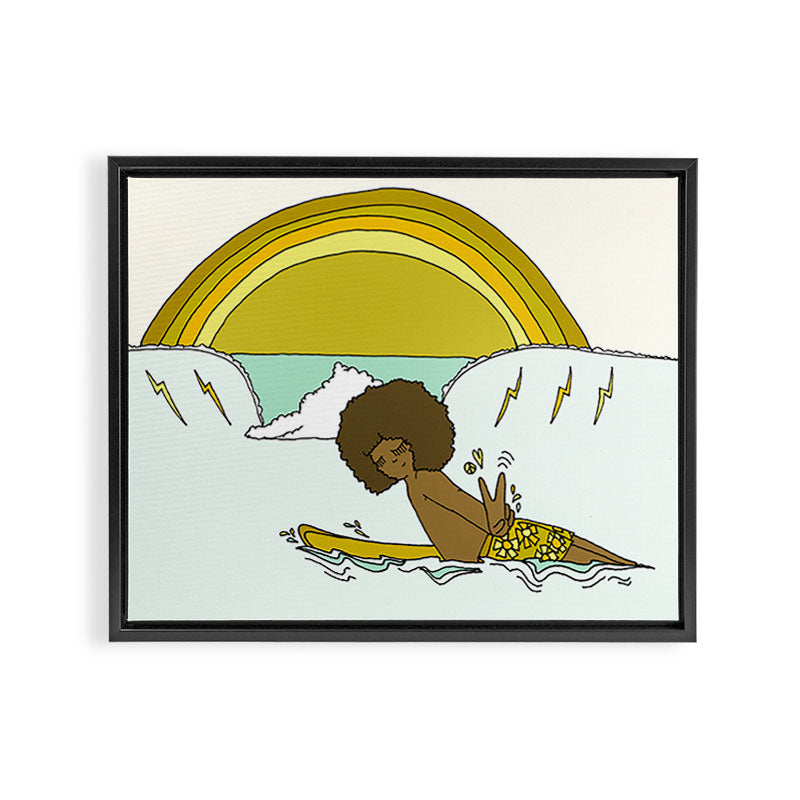 "buttons" kaluhiokalani 70s surf legend // retro surf art by surfy birdy Framed Canvas Print Gallery Image 1