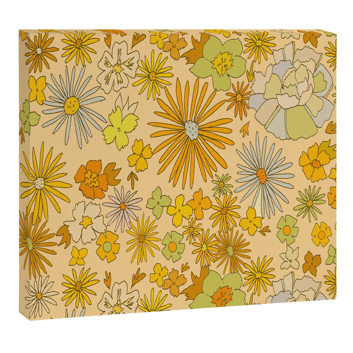 flower power wildflowers brown // retro art by surfy birdy Canvas Print Gallery Image 4