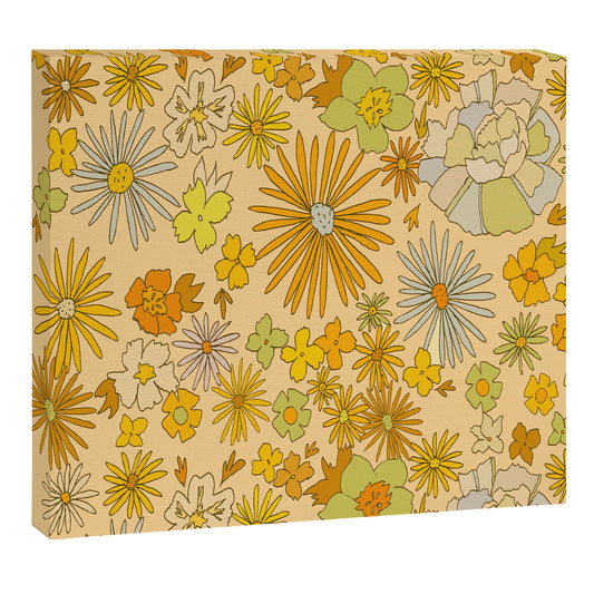 flower power wildflowers brown // retro art by surfy birdy Canvas Print Gallery Image 2