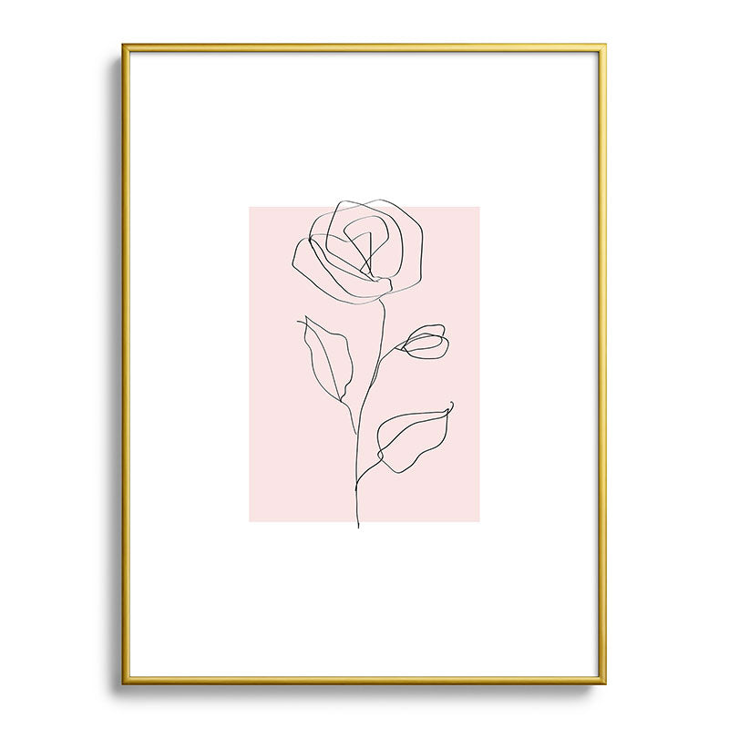 Botanical Line Art, Line Rose, Pink Wall Art, Minimalist Modern Art by Synplus Framed Art Print Gallery Image 91