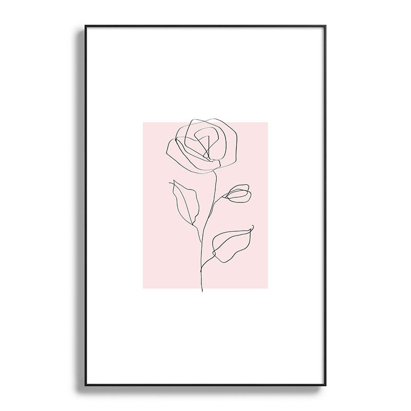 Botanical Line Art, Line Rose, Pink Wall Art, Minimalist Modern Art by Synplus Framed Art Print Gallery Image 87