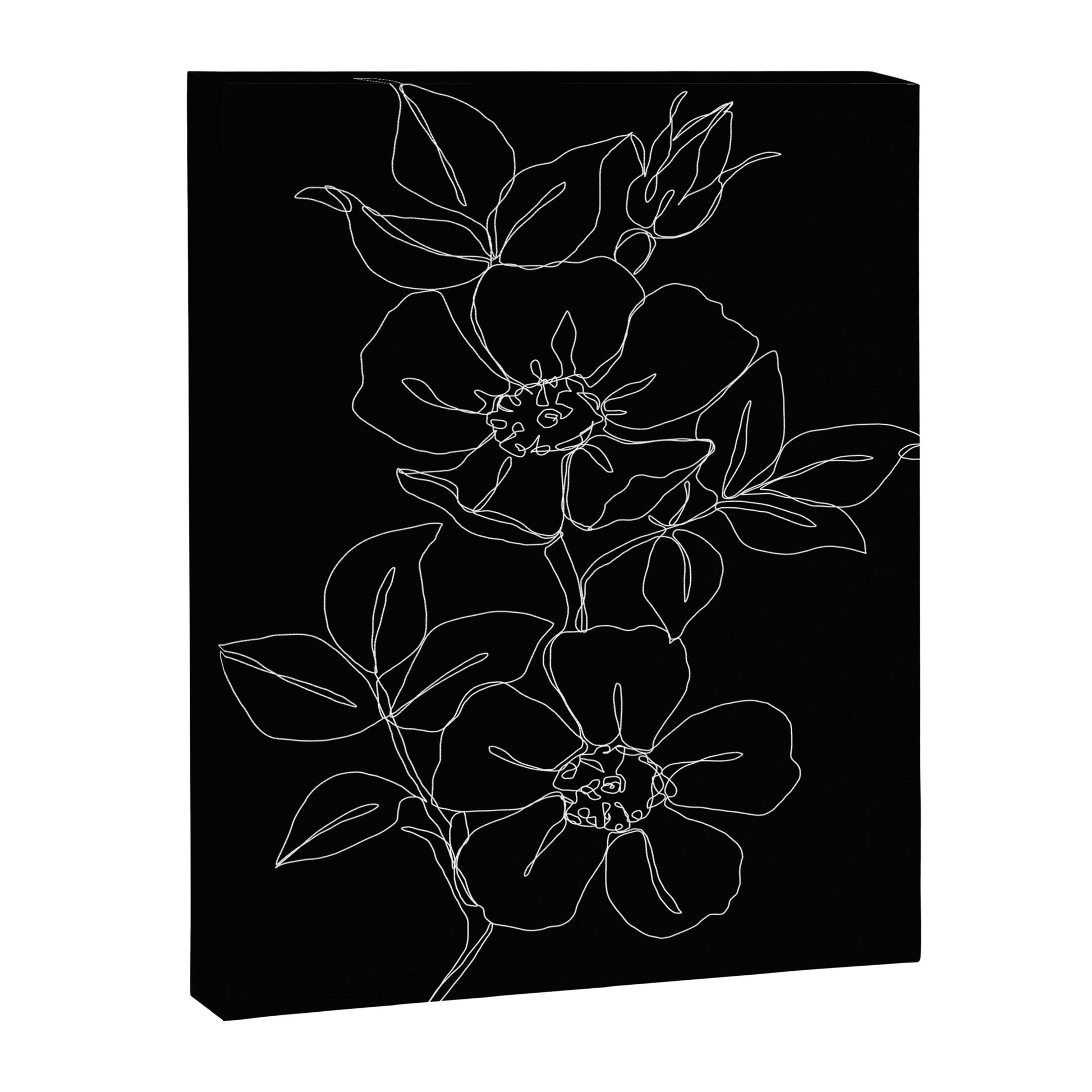 Botanical illustration one line drawing - Rose Black Canvas Print Gallery Image 4
