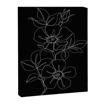 Botanical illustration one line drawing - Rose Black Canvas Print Gallery Image 4