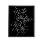 Botanical illustration one line drawing - Rose Black Framed Canvas Print Gallery Image 1