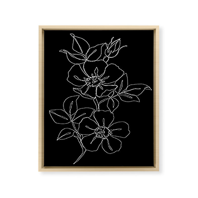 Botanical illustration one line drawing - Rose Black Framed Canvas Print Gallery Image 19