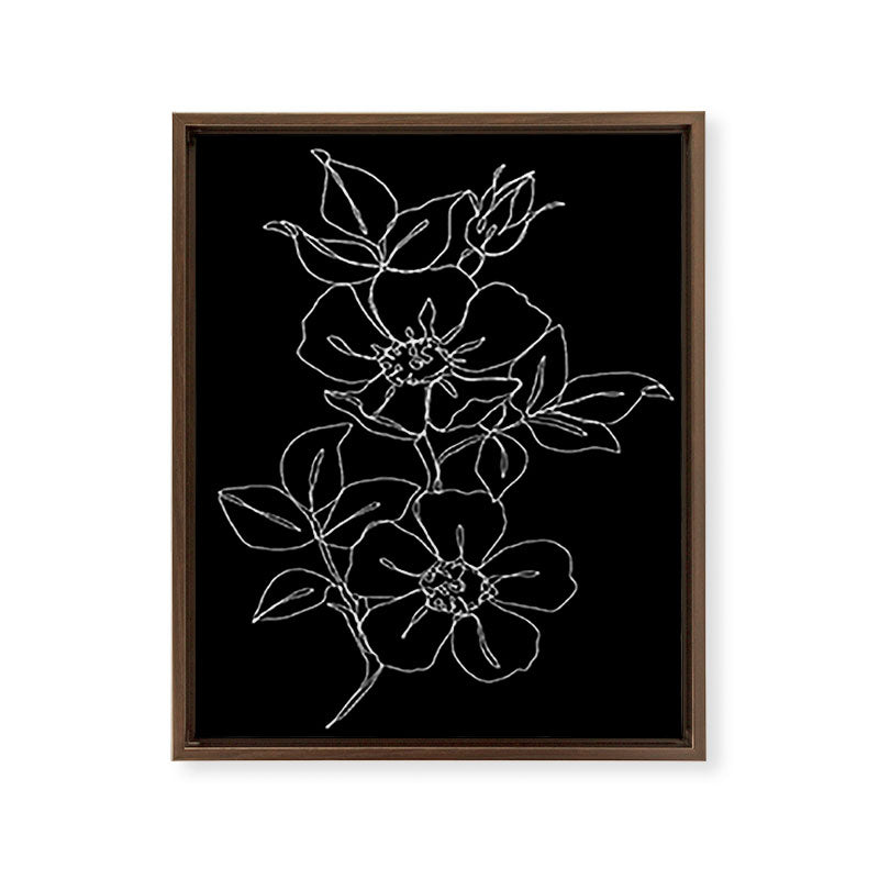 Botanical illustration one line drawing - Rose Black Framed Canvas Print Gallery Image 13