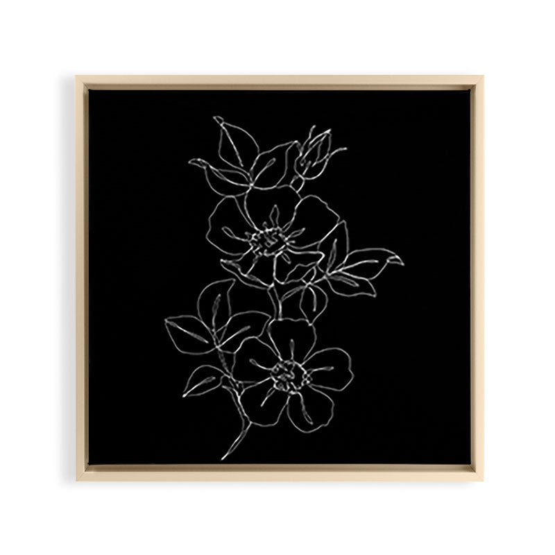 Botanical illustration one line drawing - Rose Black Framed Canvas Print Gallery Image 27