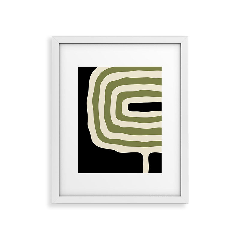 Abstract Geometric Rings 234 Black Olive Green and Beige Framed Art Print Gallery Image 36