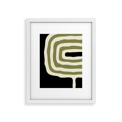 Abstract Geometric Rings 234 Black Olive Green and Beige Framed Art Print Gallery Image 31