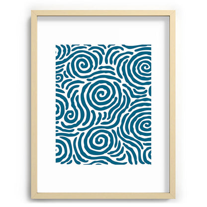 Ripple Effect Pattern Peacock Blue Framed Art Print Gallery Image 100