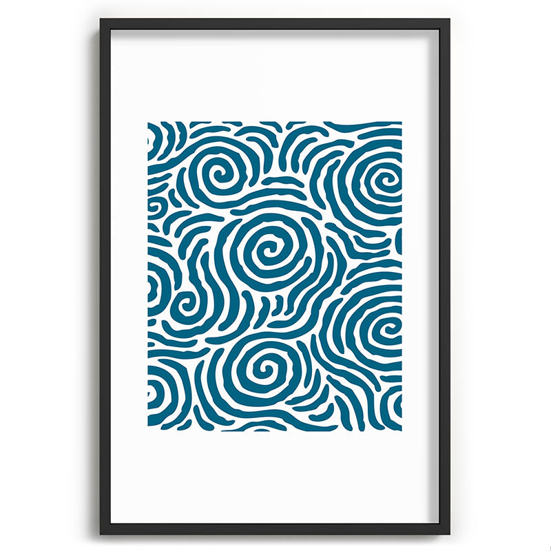 Ripple Effect Pattern Peacock Blue Framed Art Print Gallery Image 85