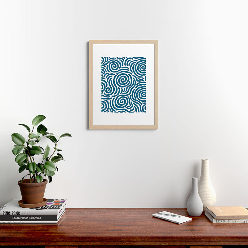 Ripple Effect Pattern Peacock Blue Framed Art Print Gallery Image 64