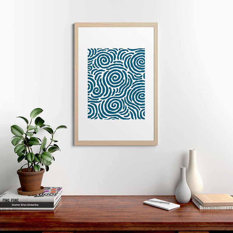 Ripple Effect Pattern Peacock Blue Framed Art Print Gallery Image 65