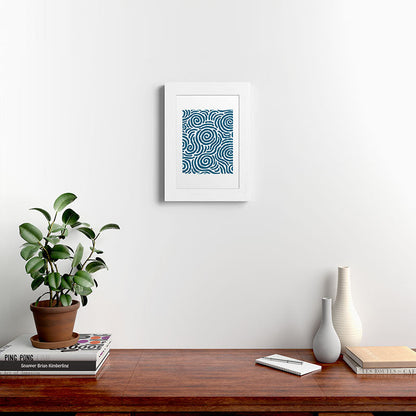 Ripple Effect Pattern Peacock Blue Framed Art Print Gallery Image 72