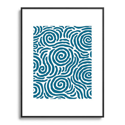Ripple Effect Pattern Peacock Blue Framed Art Print Gallery Image 116