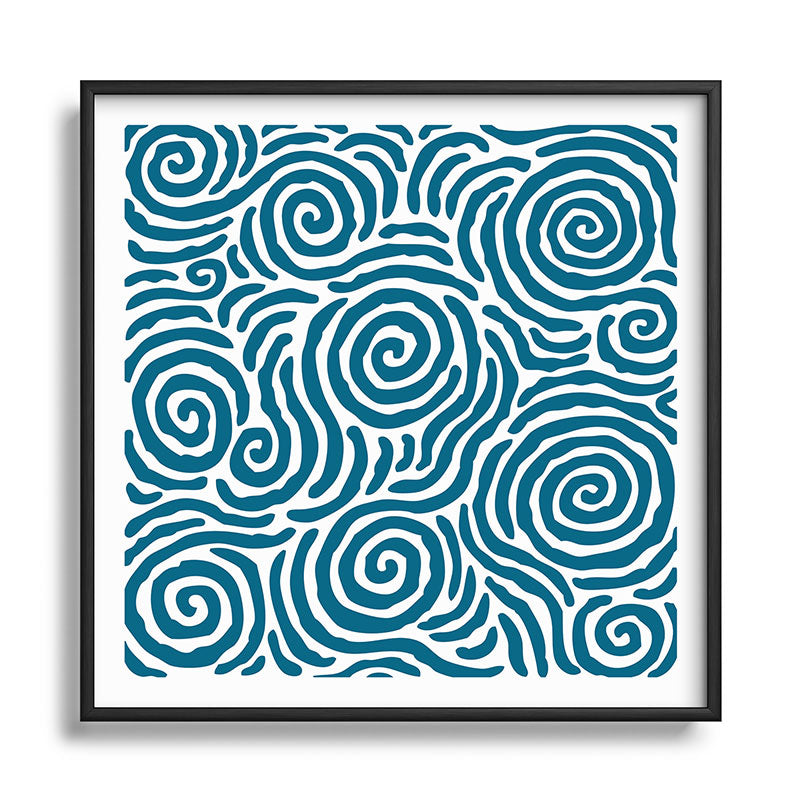 Ripple Effect Pattern Peacock Blue Framed Art Print Gallery Image 122