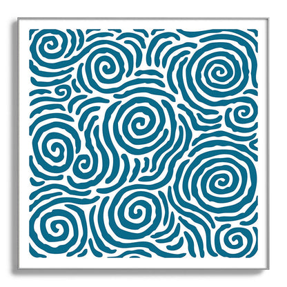 Ripple Effect Pattern Peacock Blue Framed Art Print Gallery Image 142