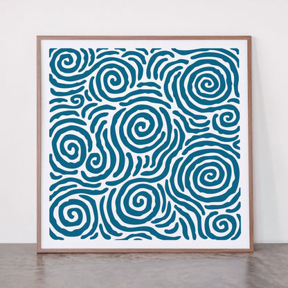 Ripple Effect Pattern Peacock Blue Framed Art Print Gallery Image 21