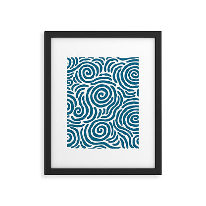 Ripple Effect Pattern Peacock Blue Framed Art Print Gallery Image 5