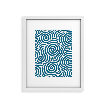 Ripple Effect Pattern Peacock Blue Framed Art Print Gallery Image 36
